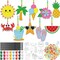 30 Set Summer Window Art Suncatchers Kits Summer Beach Fruit DIY Suncatchers Craft Kits Make Your Own Paint Ornaments for Boys Girls Craft Painting Art Activity